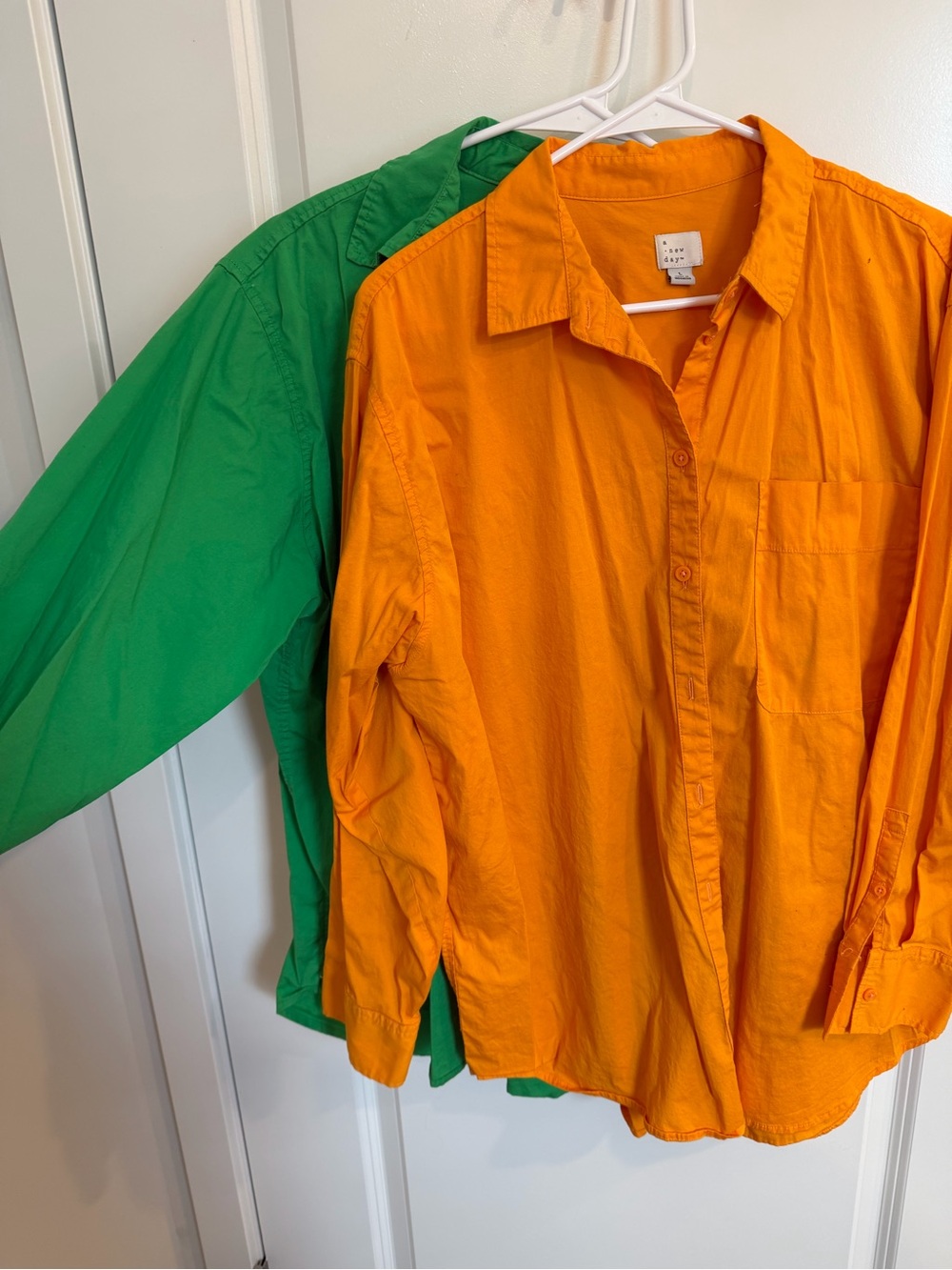 a new day Orange & green Button-Down Shirts